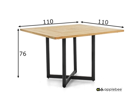 Söögilaud Apple Bee JAKARTA mattmust / tiik, 110x110xH76 cm