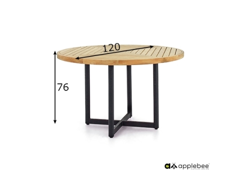 Söögilaud Apple Bee JAKARTA mattmust / tiik, D110xH76 cm