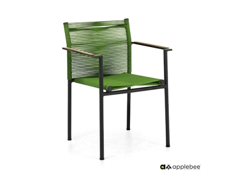 Aiamööbli komplekt Apple Bee JAKARTA mattmust / roheline, 4 tooli + laud