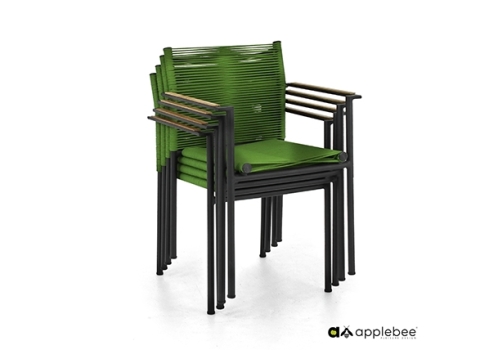 Aiamööbli komplekt Apple Bee JAKARTA mattmust / roheline, 4 tooli + laud