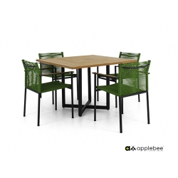 Aiamööbli komplekt Apple Bee JAKARTA mattmust / roheline, 4 tooli + laud
