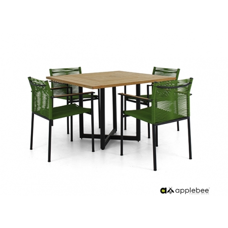 Aiamööbli komplekt Apple Bee JAKARTA mattmust / roheline, 4 tooli + laud Aiamööbli komplekt Apple Bee JAKARTA mattmust / roheline, 4 tooli + laud
