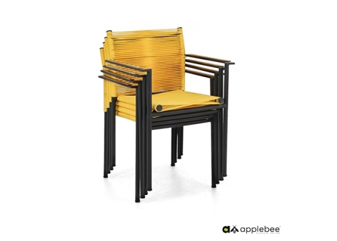 Aiamööbli komplekt Apple Bee JAKARTA mattmust / kollane, 4 tooli + laud