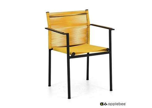 Aiamööbli komplekt Apple Bee JAKARTA mattmust / kollane, 4 tooli + laud