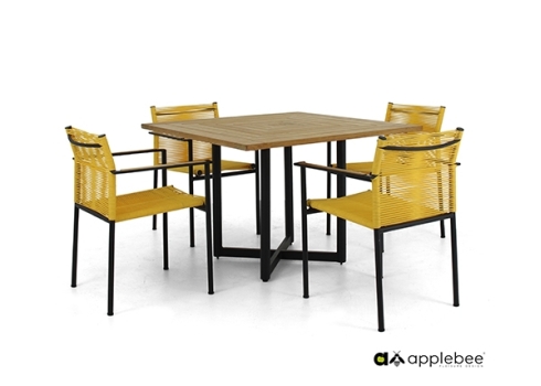 Aiamööbli komplekt Apple Bee JAKARTA mattmust / kollane, 4 tooli + laud