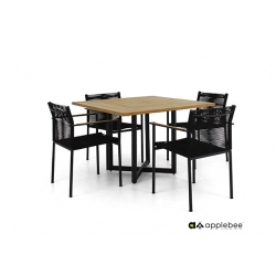 Aiamööbli komplekt Apple Bee JAKARTA mattmust / must, 4 tooli + laud