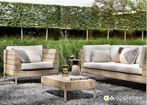 Tugitool Apple Bee LONG ISLAND tiik / helebeež, 96x89xH70 cm