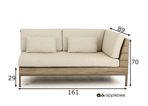 Diivan Apple Bee LONG ISLAND  tiik / helebeež vasak, 161x89xH70 cm