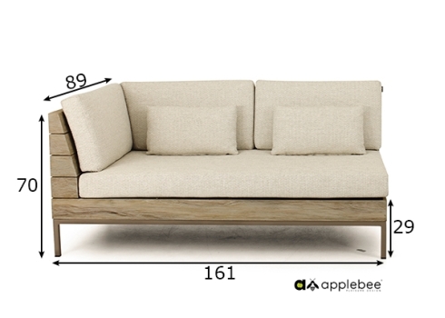 Diivan Apple Bee LONG ISLAND tiik / helebeež parem, 161x89xH70 cm