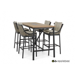 Baarikomplekt Apple Bee MILOU must / tiik / helehall, laud + 4 tooli