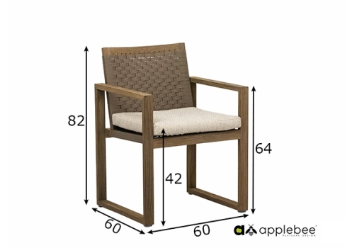 Söögitool Apple Bee ANTIGUA beež / tiik, 60x60xH81 cm