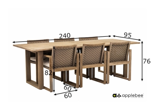 Aiamööbli komplekt Apple Bee ANTIGUA beež / tiik, 6 tooli + laud
