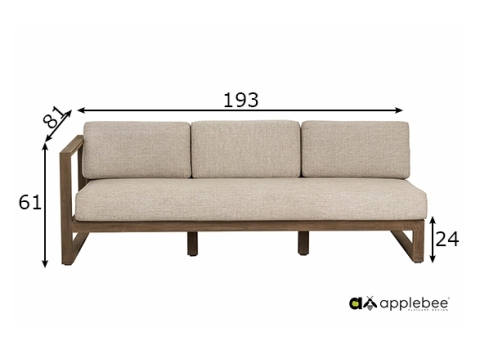Diivan Apple Bee ANTIGUA beež / tiik parem, 193x81xH61 cm