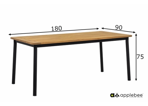 Söögilaud Apple Bee ELLE BELT must / tiik, 180x90xH75 cm