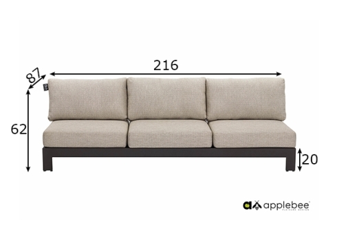 Diivan Apple Bee STICKS & MORE hall / beež, 216x87xH62 cm