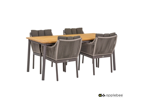 Aiamööbli komplekt Apple Bee BIJOU hall, söögilaud + 4 tooli