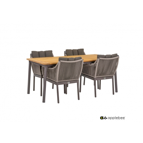 Aiamööbli komplekt Apple Bee BIJOU hall, söögilaud + 4 tooli