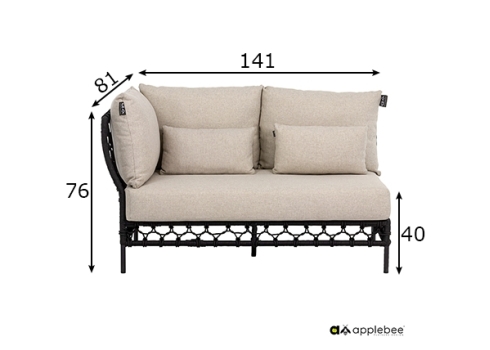 Diivan Apple Bee PURE beež / must parem, 141x81xH76 cm
