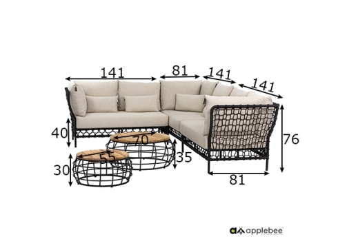 Aiamööbli komplekt Apple Bee PURE beež / must