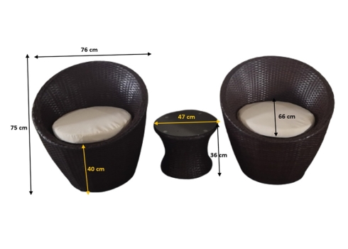 Aiamööbli komplekt Bello Giardino MODICO tumepruun, 2 tooli + laud