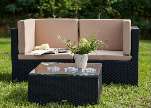 Aiamööbli komplekt Bello Giardino PIENO must, 2 nurgamoodulit + laud