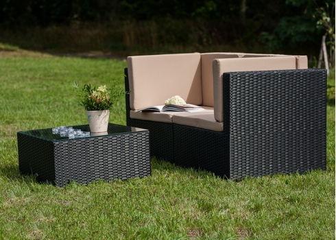 Aiamööbli komplekt Bello Giardino PIENO must, 2 nurgamoodulit + laud
