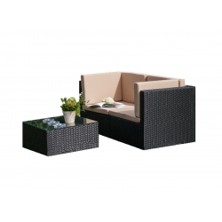 Aiamööbli komplekt Bello Giardino PIENO must, 2 nurgamoodulit + laud