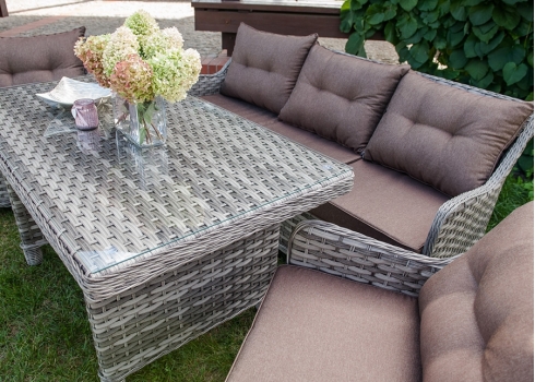 Aiamööbli komplekt Bello Giardino DIVINO hall, 2 tugitooli + diivan + laud