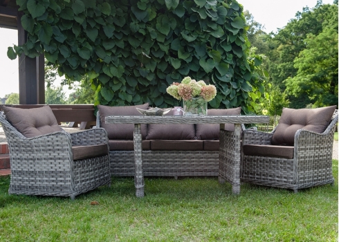 Aiamööbli komplekt Bello Giardino DIVINO hall, 2 tugitooli + diivan + laud
