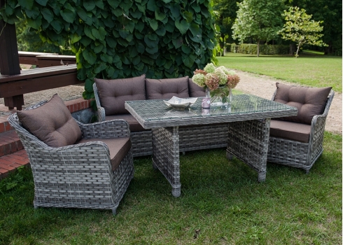 Aiamööbli komplekt Bello Giardino DIVINO hall, 2 tugitooli + diivan + laud