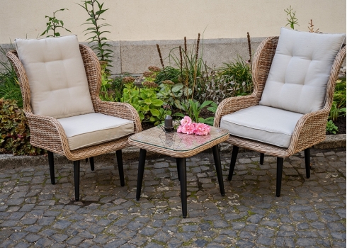 Aiamööbli komplekt Bello Giardino APERTO vask, 2 tugitooli järiga + diivanilaud
