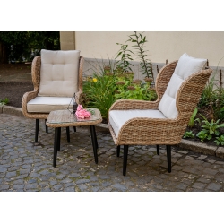 Aiamööbli komplekt Bello Giardino APERTO vask, 2 tugitooli järiga + diivanilaud