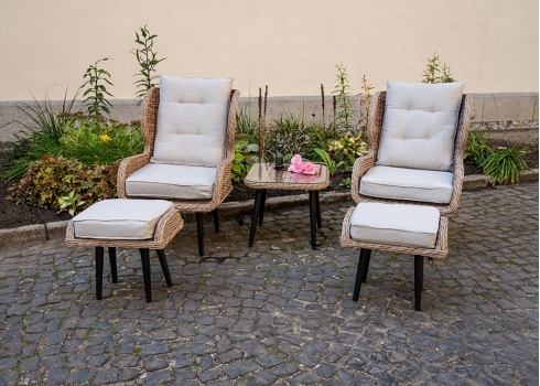 Aiamööbli komplekt Bello Giardino APERTO vask, 2 tugitooli järiga + diivanilaud