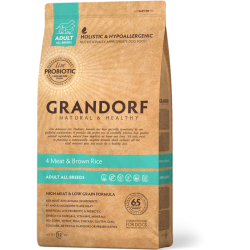 Grandorf Dog - 4 liha ja pruun riis 12kg - Adult koeratoit