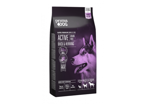 PrimaDog GRAIN FREE ACTIVE täistoit pardiliha-heeringa kõikidele täiskasvanud koertele 10kg