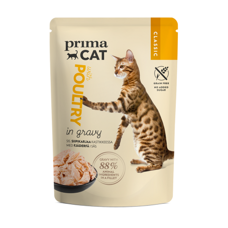 Prima Cat kassi einekotike linnuliha kastmes 28x85g Prima Cat kassi einekotike linnuliha kastmes 28x85g
