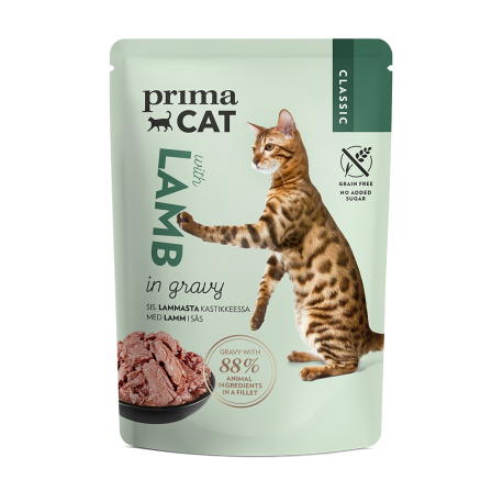 Prima Cat kassi einekotike lambaliha kastmes 28x85g Prima Cat kassi einekotike lambaliha kastmes 28x85g