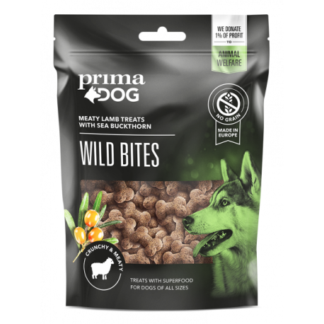 Prima Dog Wild Bitesi lambaliha ja astelpajumarjadega koeramaius 4x100g Prima Dog Wild Bitesi lambaliha ja astelpajumarjadega koeramaius 4x100g