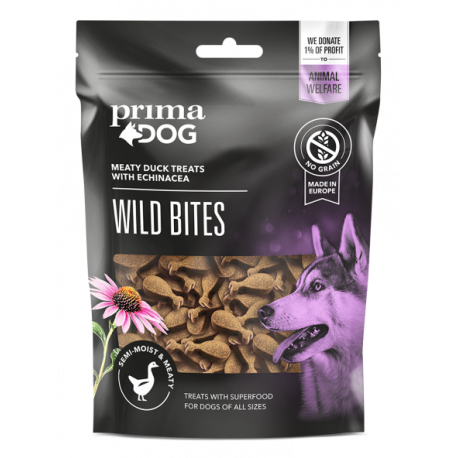 Prima Dog Wild Bitesi pardiliha ja siilkübaraga koeramaius 4x100g Prima Dog Wild Bitesi pardiliha ja siilkübaraga koeramaius 4x100g