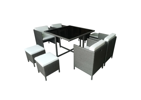 Aiamööbli komplekt Bello Giardino CRISTALLO hall laud + 4 tugitooli + 4 jalatooli