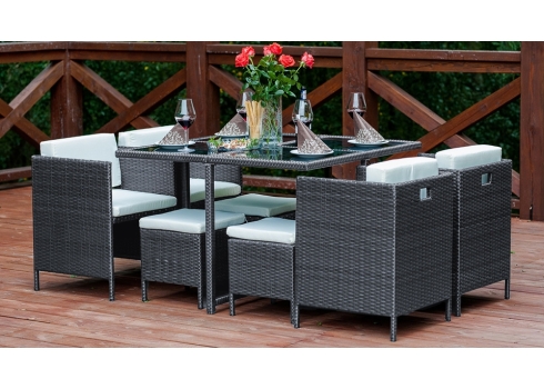 Aiamööbli komplekt Bello Giardino CRISTALLO hall laud + 4 tugitooli + 4 jalatooli