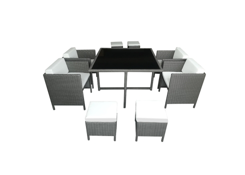 Aiamööbli komplekt Bello Giardino CRISTALLO hall laud + 4 tugitooli + 4 jalatooli