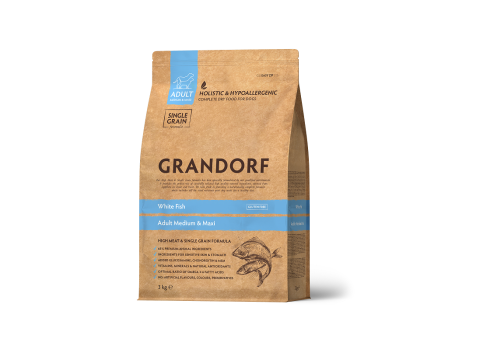 Grandorf Dog - Valge kala 3kg - Adult Medium & Maxi koeratoit