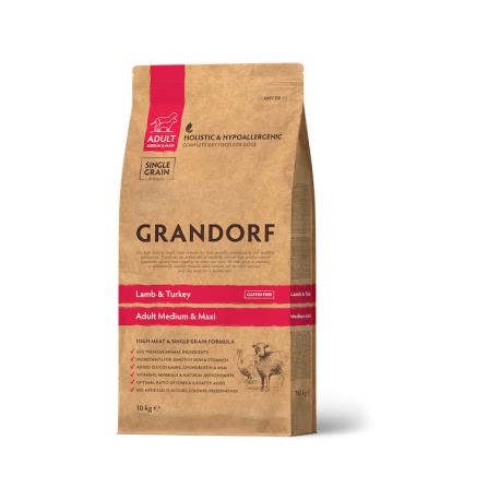 Grandorf Dog - Lammas ja kalkun 10kg - Medium & Maxi Adult koeratoit Grandorf Dog - Lammas ja kalkun 10kg - Medium & Maxi Adult koeratoit