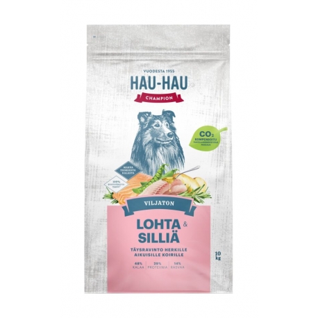 Hau Hau lõhe-heeringas teraviljavaba koeratoit täiskasvanud koertele 10kg Hau Hau lõhe-heeringas teraviljavaba koeratoit täiskasvanud koertele 10kg
