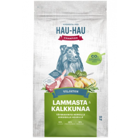 Hau Hau lammas-kalkun teraviljavaba koeratoit täiskasvanud koertele 10kg Hau Hau lammas-kalkun teraviljavaba koeratoit täiskasvanud koertele 10kg
