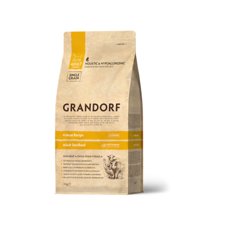 Grandorf Cat - 4 liha 2kg - Adult Sterilised kassitoit Grandorf Cat - 4 liha 2kg - Adult Sterilised kassitoit