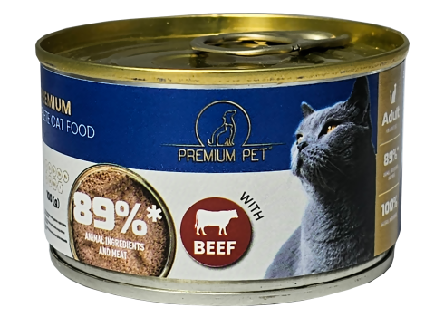Premium Pet lihapasteet veiselihaga kassitoit 16x100g