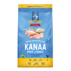 Hau-Hau Championi kana, riis ja kaer on koerte nisuvaba kuivtoit.