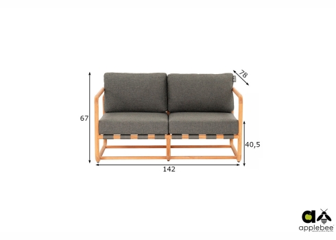 Diivan Apple Bee DOLCE pruun / hall, 142x78xH67 cm